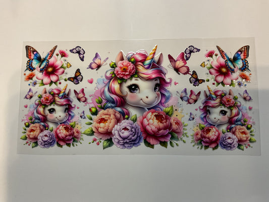 Baby Unicorn Colorful Flowers and Butterflies