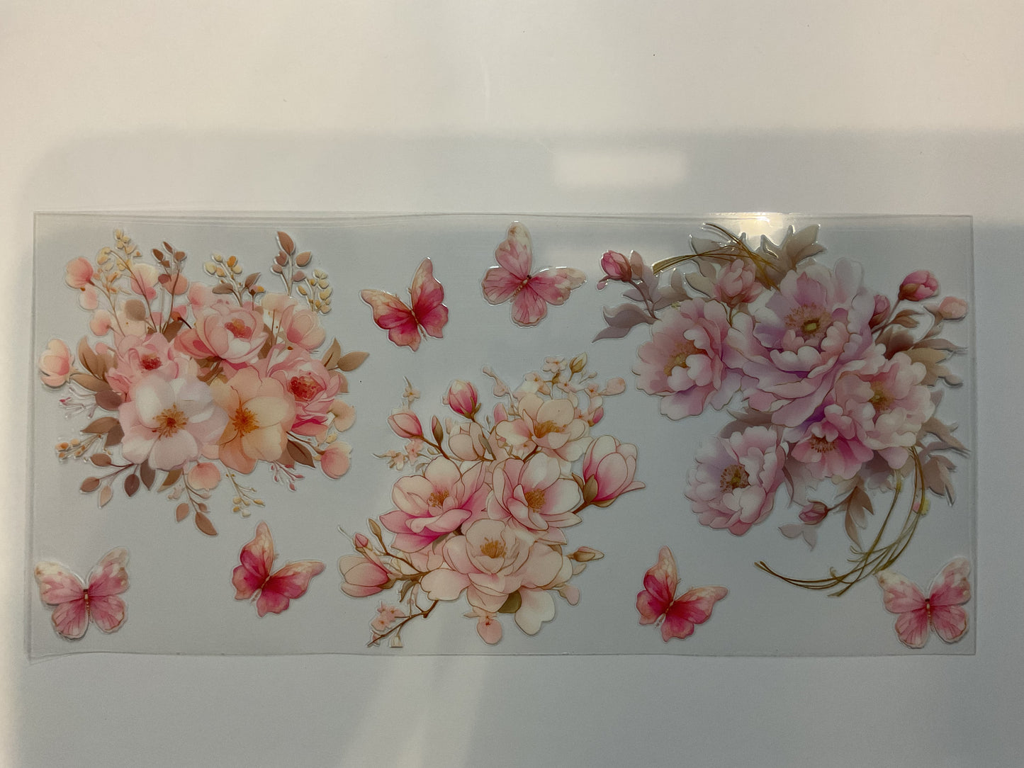 Pink Flowers and Butterflies