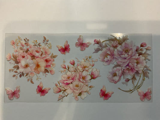 Pink Flowers and Butterflies
