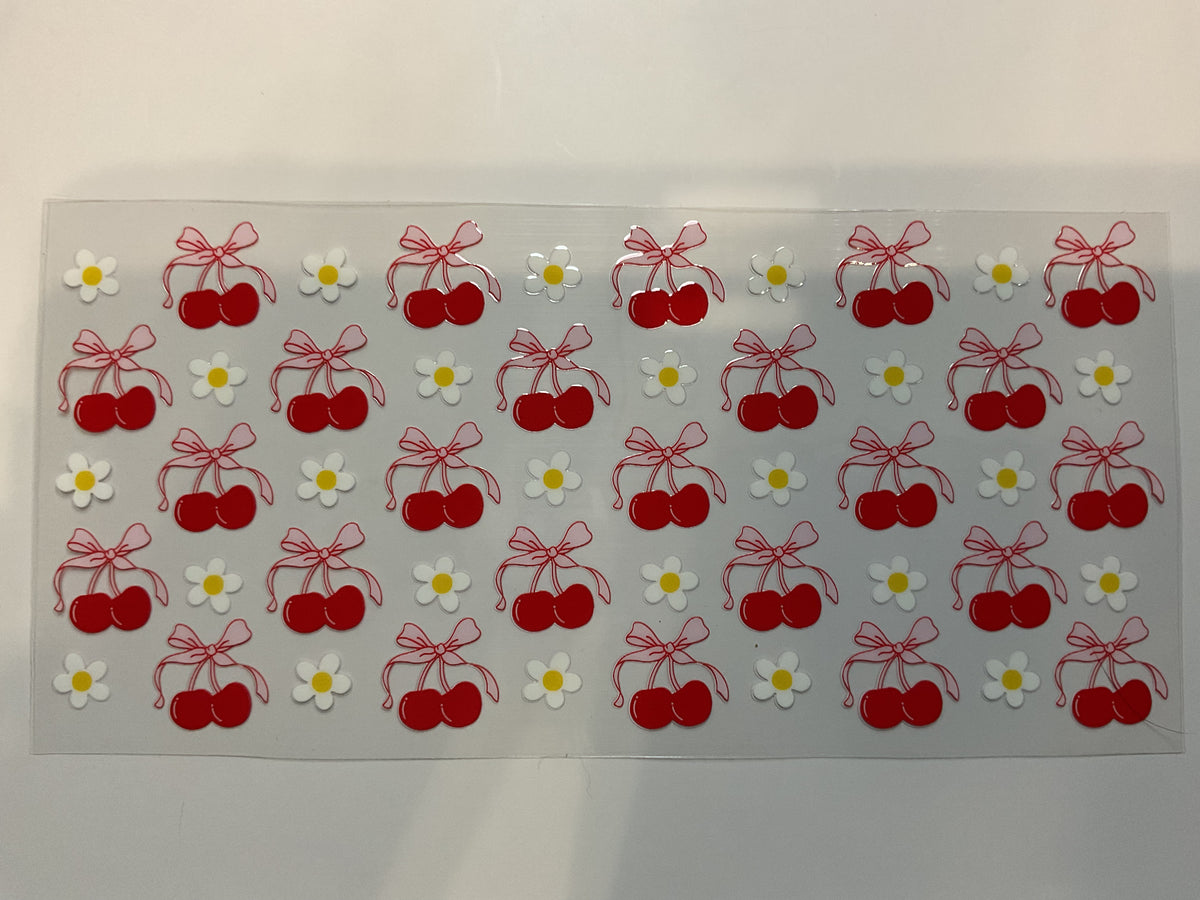 Cherries and White Flowers