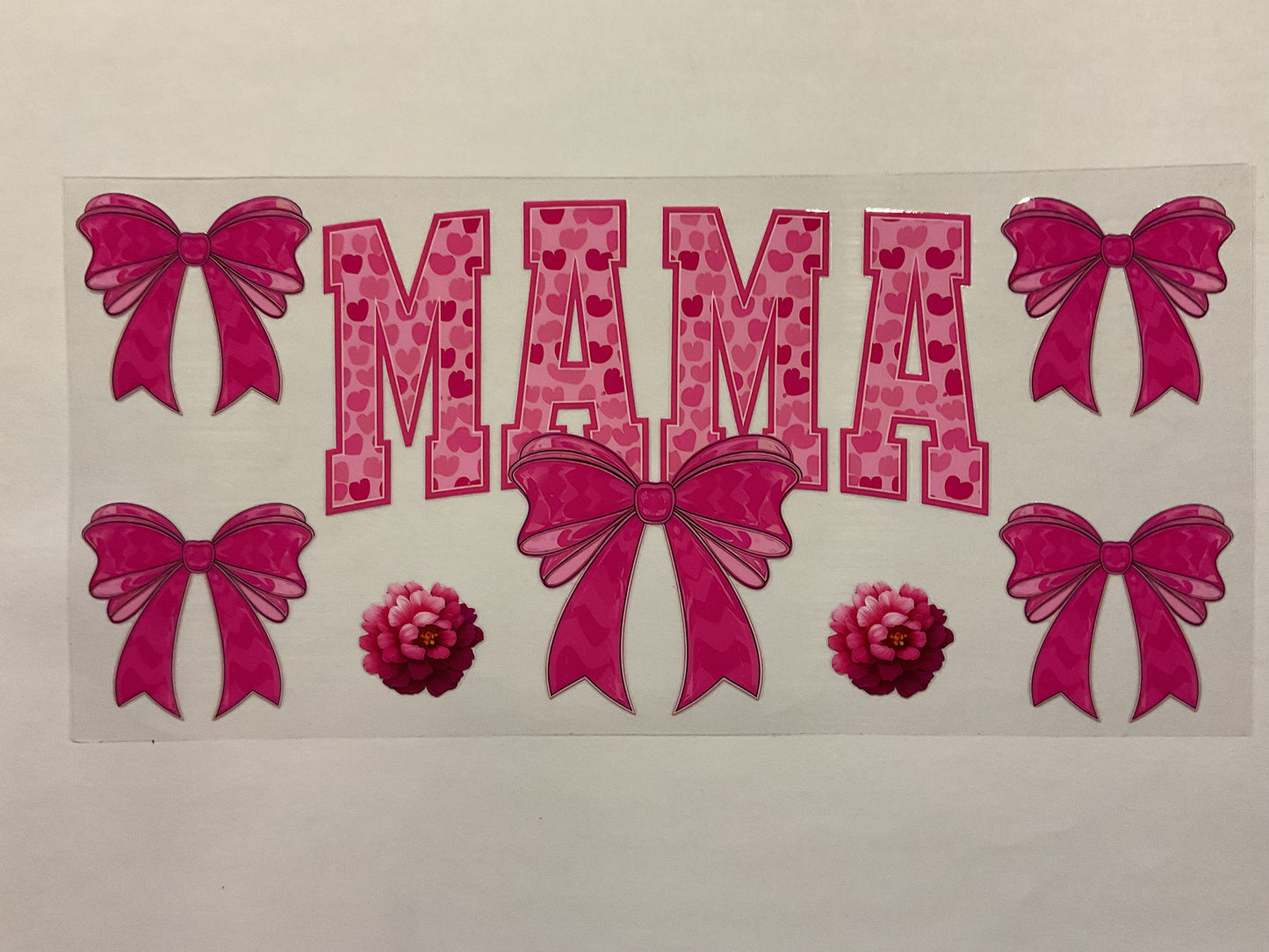 Mama Pink Heart, Bow and Flowers