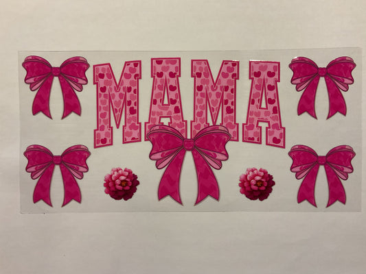 Mama Pink Heart, Bow and Flowers