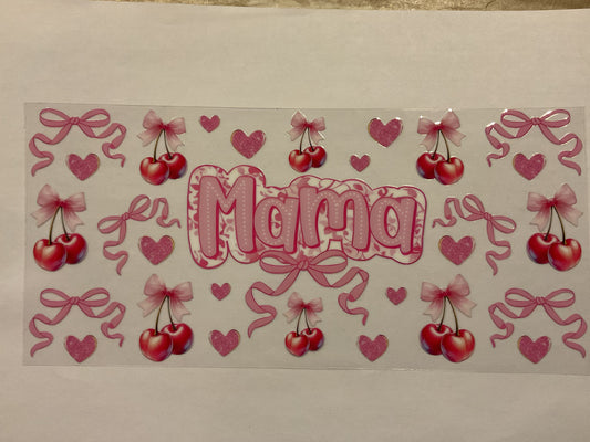 Mama Pink Cherries Hearts and Bows