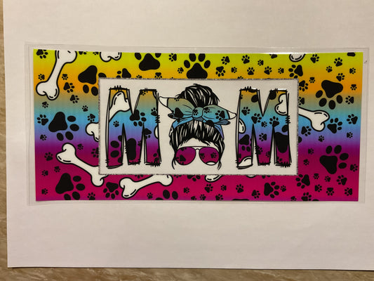 Dog Mom With Bones and Paw Prints Colorful