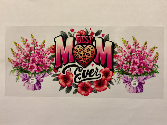 Best Mom Ever Pink Bouquets and Cheetah Heart