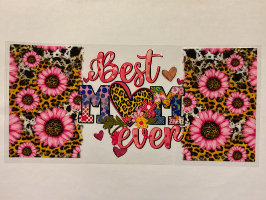 Best Mom Ever Pink Sunflowers, Hearts and Cheetah