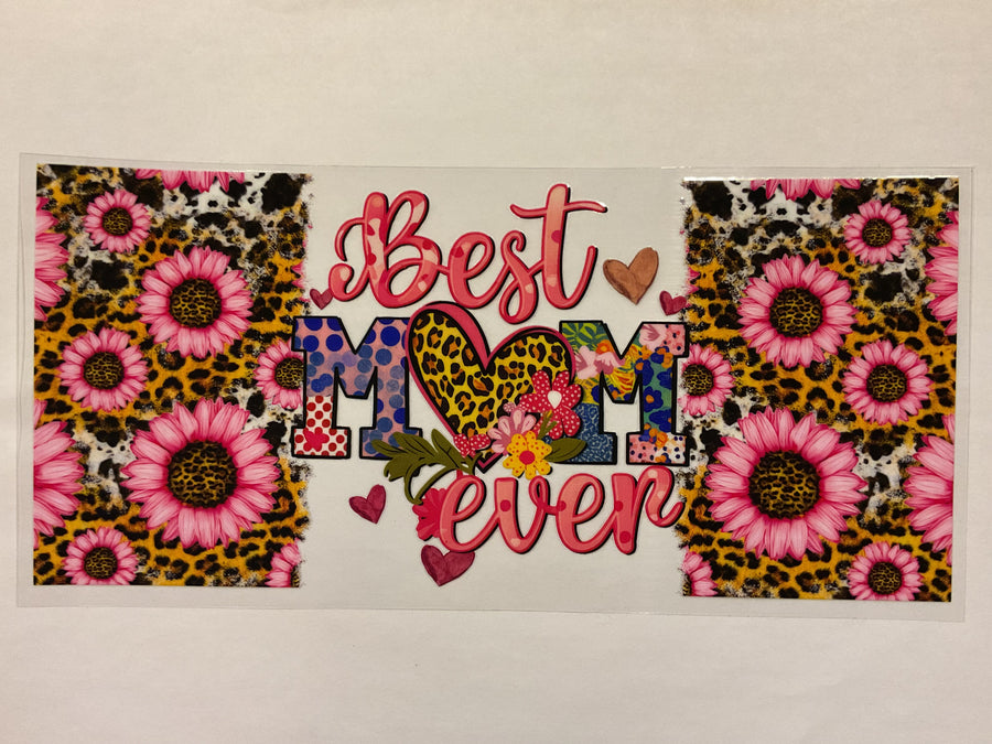 Best Mom Ever Pink Sunflowers, Hearts and Cheetah