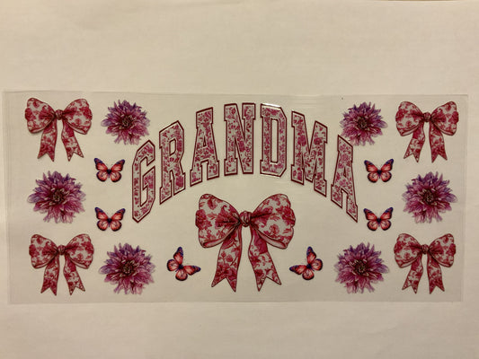 Grandma Pink Floral Bows, Flowers and Butterflies