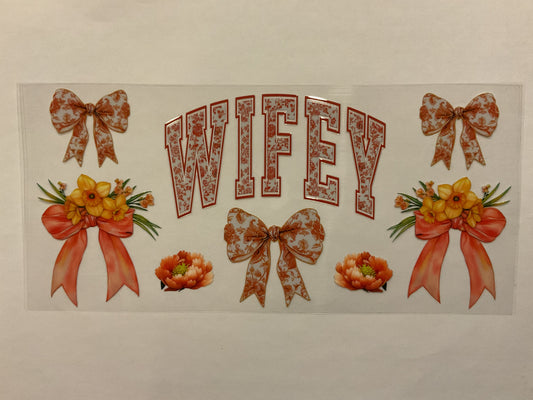 Wifey Orange Floral Bows and Flowers