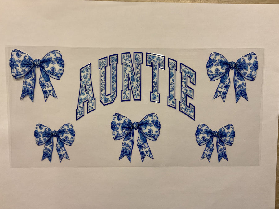 Auntie Blue Floral Bows
