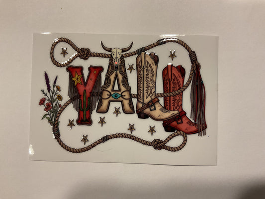 Western Small ‘Y’all’ Rope Flowers Bull Skull