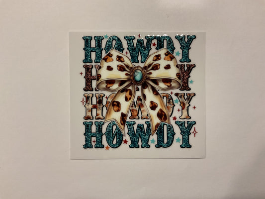 Western Howdy Cow Print Bow