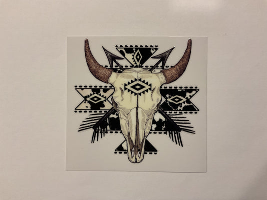 Western Bull Skull Aztec ~ Decal