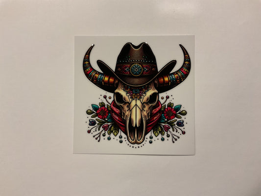 Western Bull Skull Hat ~ Decal