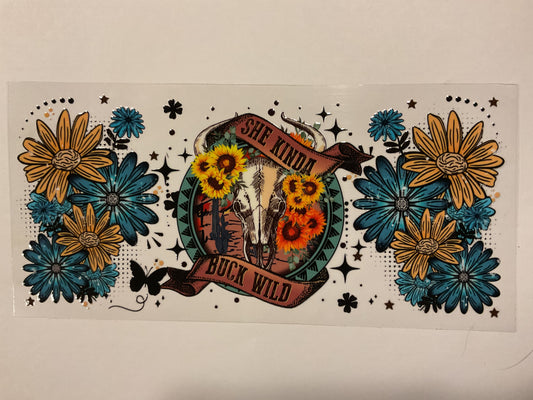 She Kinda Buck Wild Western Teal Flowers Butterflies