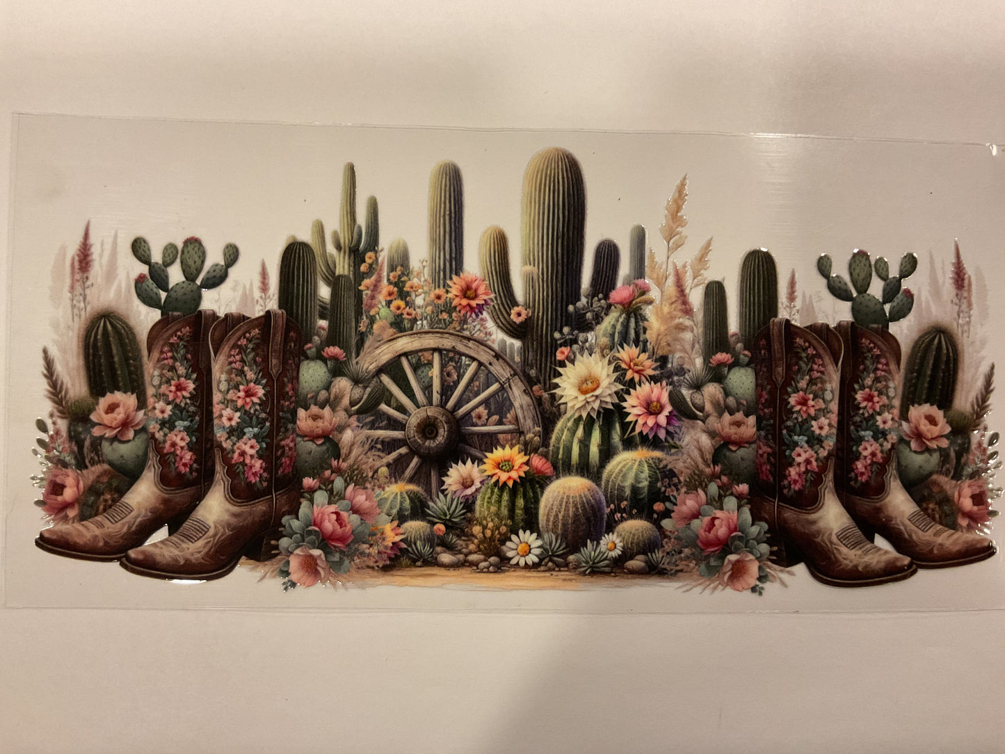 Western Desert Boots Cactus Flowers