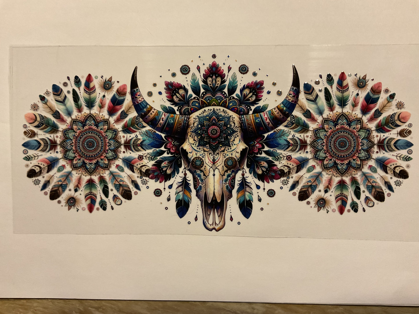Colorful Bull Skull Western Flowers