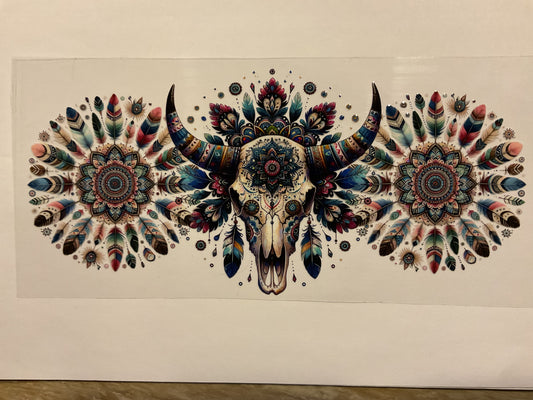 Colorful Bull Skull Western Flowers