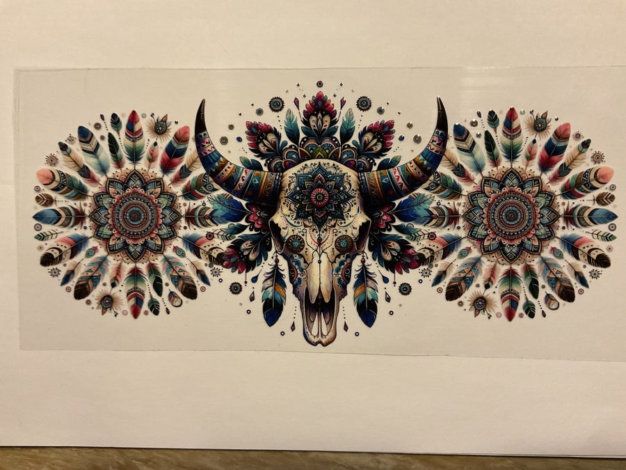 Colorful Bull Skull Western Flowers