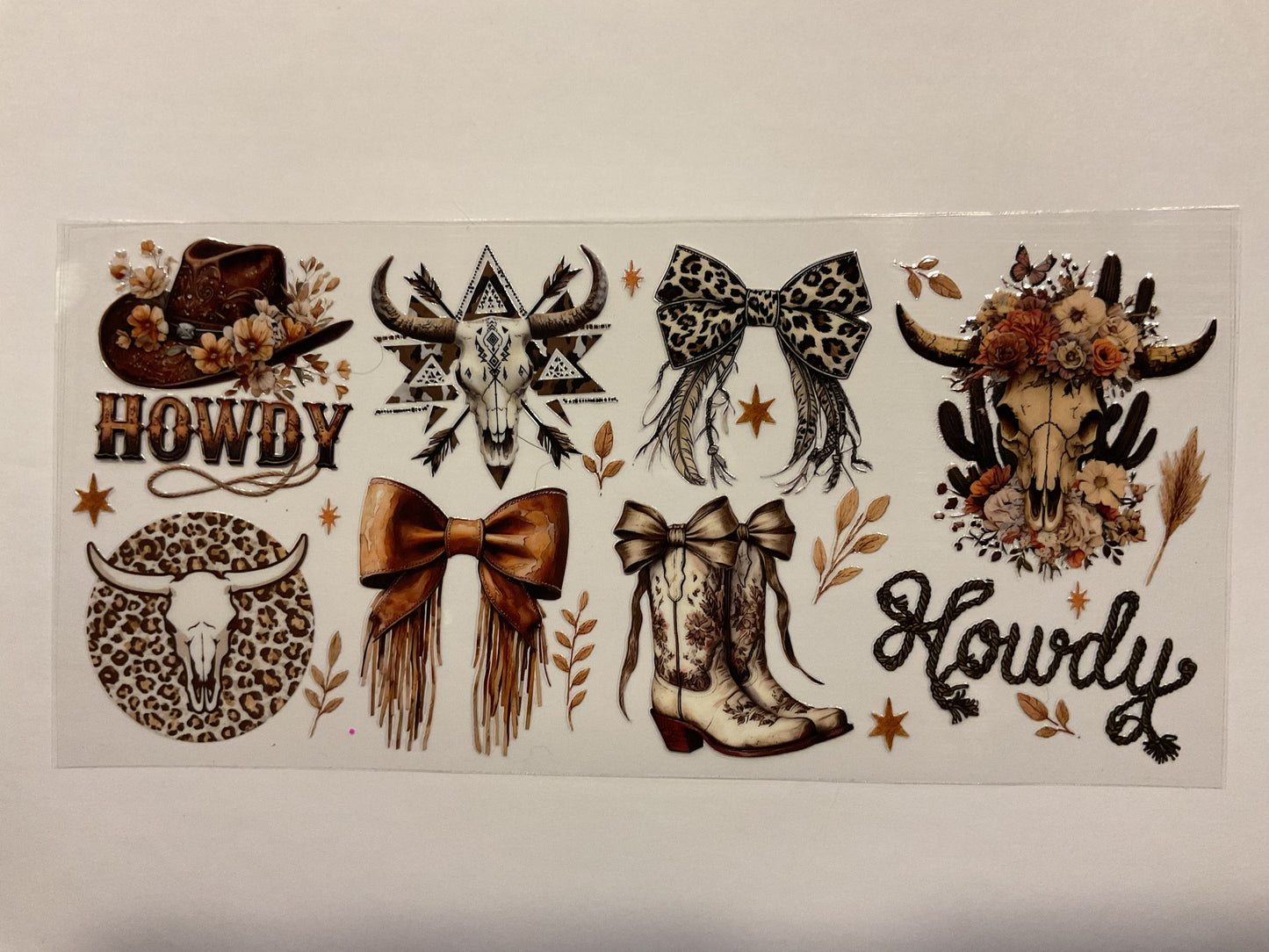 Western Bull Skull Howdy Rope Bow Boots Flowers Cheetah