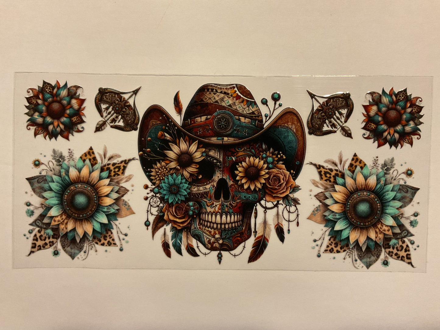 Western Skeleton Flowers Feathers Hat