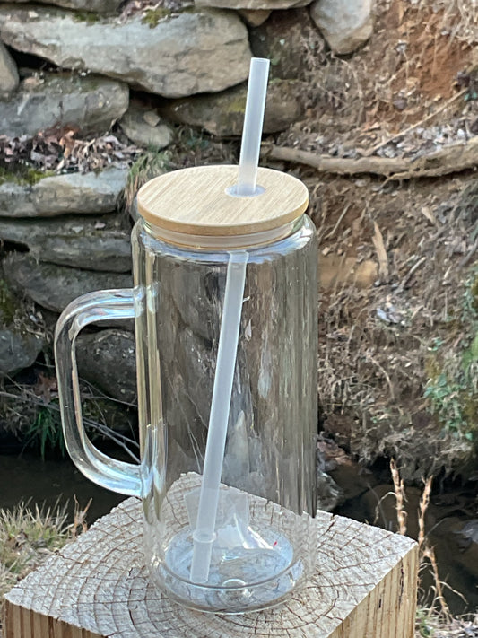 20oz Glass Snow Globe Tumbler With Handle