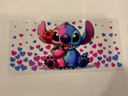 Disney Stitch and Angel Blue and Pink Hearts