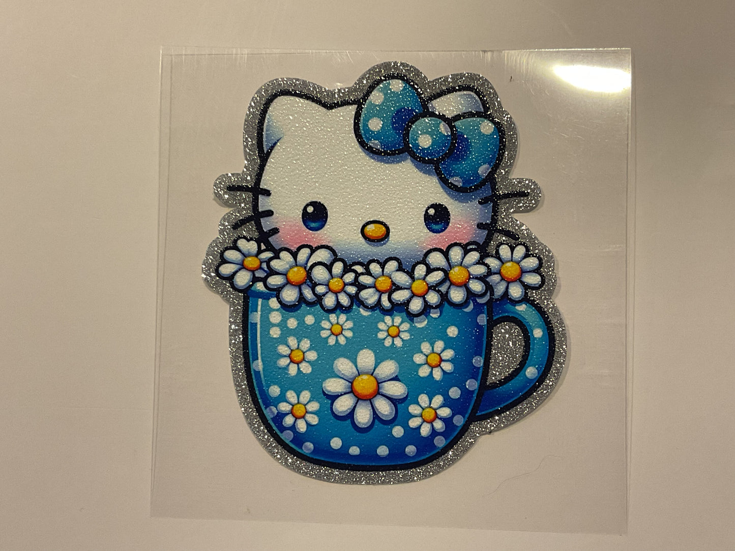 Glitter Hello Kitty In Tea Cup ~ Decal