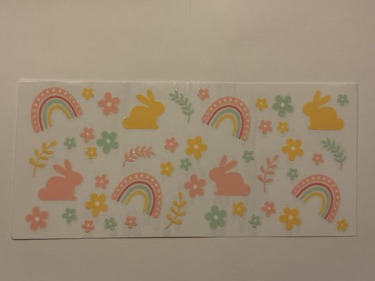Easter Bunnies Rainbows Flowers