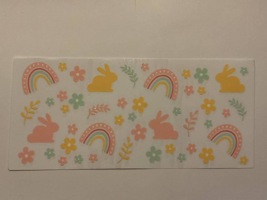 Easter Bunnies Rainbows Flowers