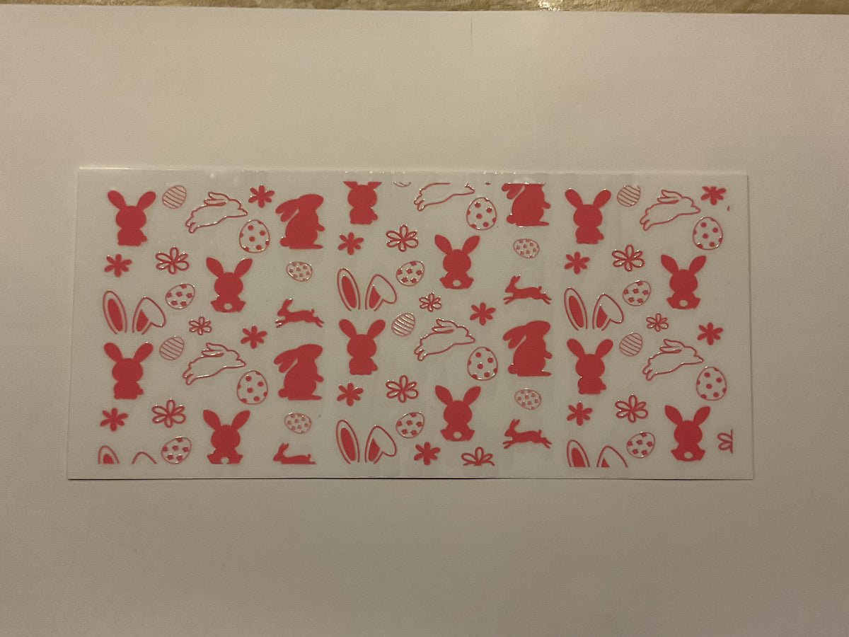 Easter Bunnies Eggs Flowers All Pink