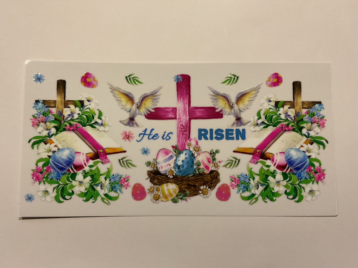 Easter ‘He Is Risen’ Doves, Bible Cross