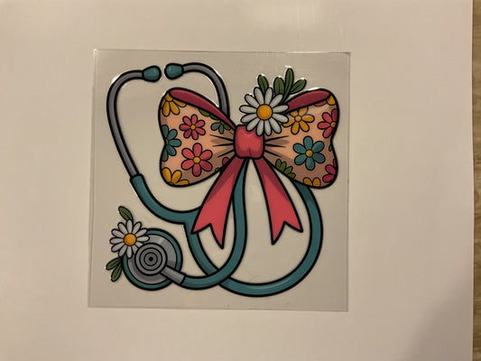 Floral Medical Stethoscope ~ Decal