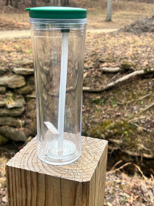 25oz Flip Top SNow Globe Tumbler ~ Green