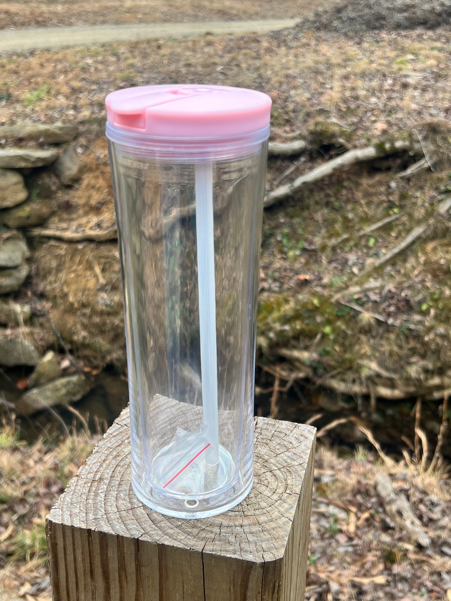 25oz Flip Top Snow Globe Tumbler ~ Pink