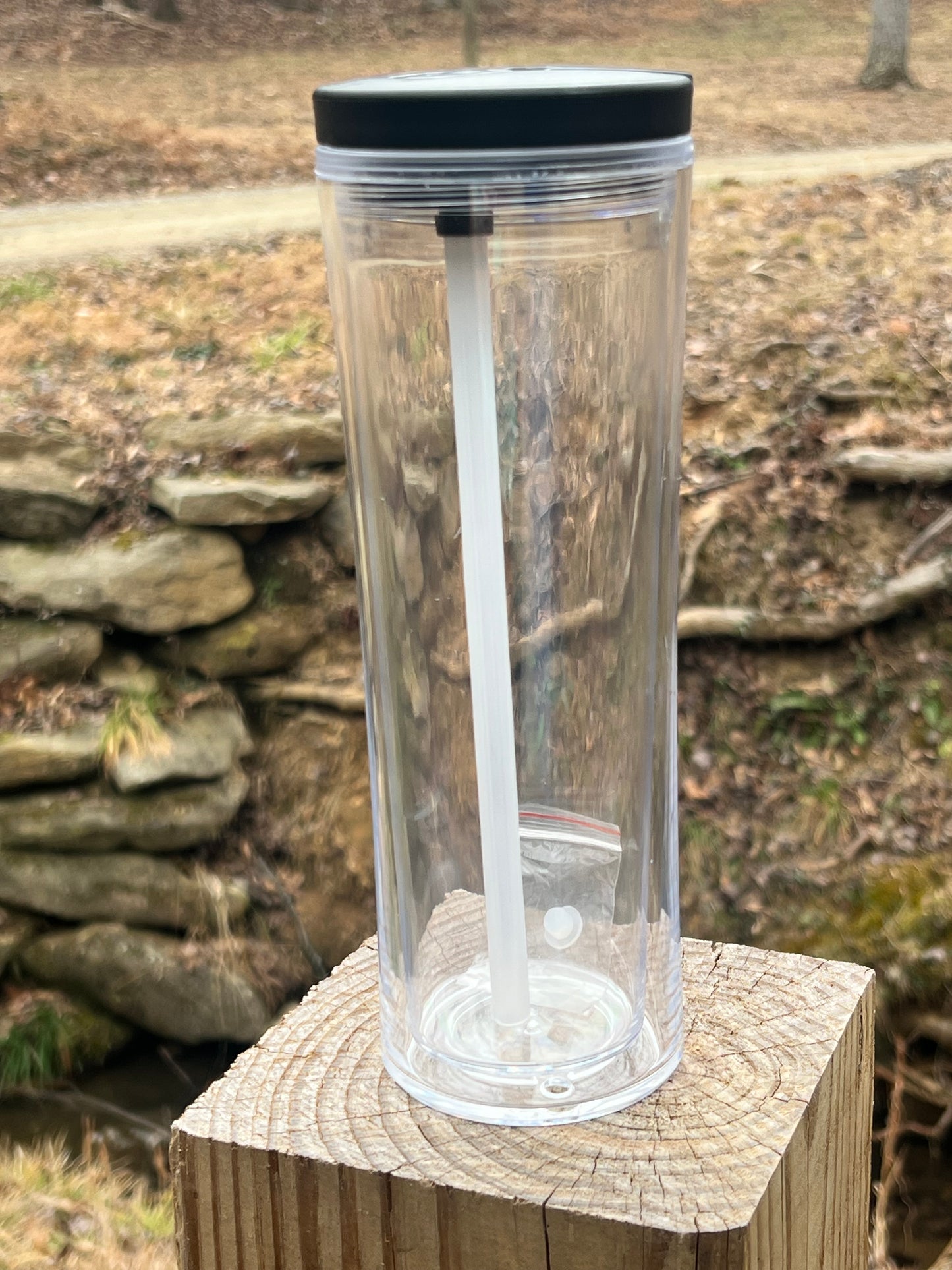 25oz Flip Top Snow Globe Tumbler ~ Black