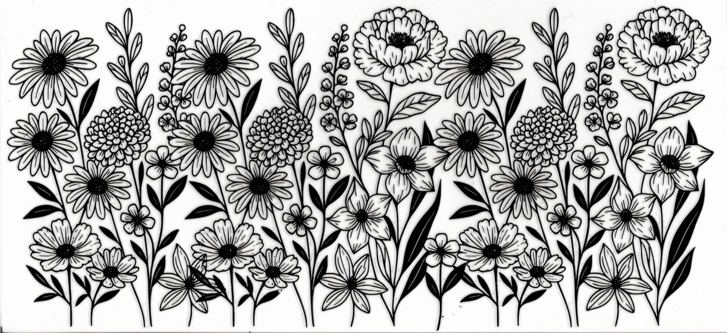 Black Outline Wild Flowers