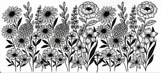 Black Outline Wild Flowers