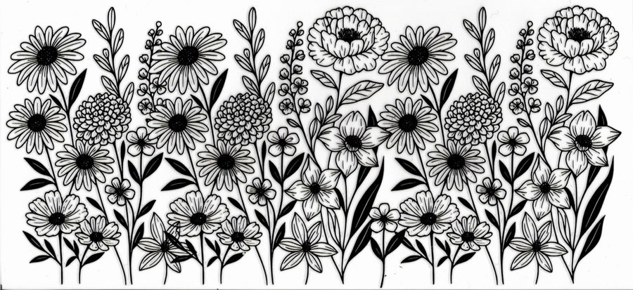 Black Outline Wild Flowers