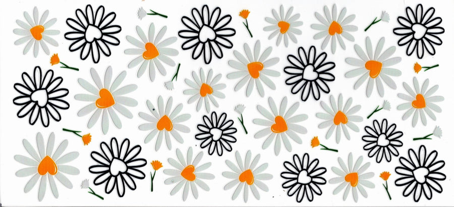 Daisies White and Black Outline