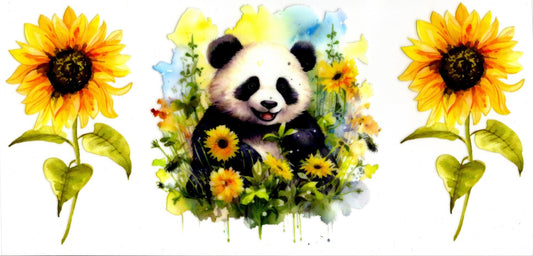 Panda Bear and Sunflowers