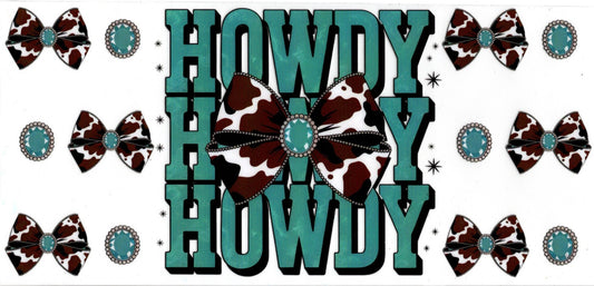 Howdy Turquoise Cow Print Bow