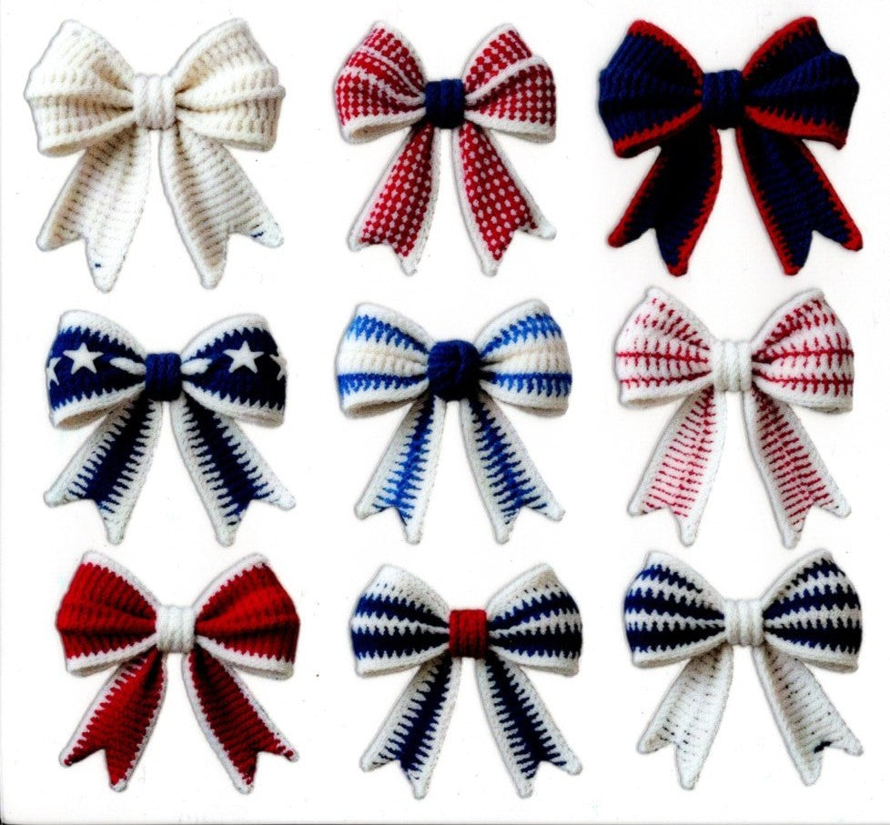 Red White & Blue Crochet Bows