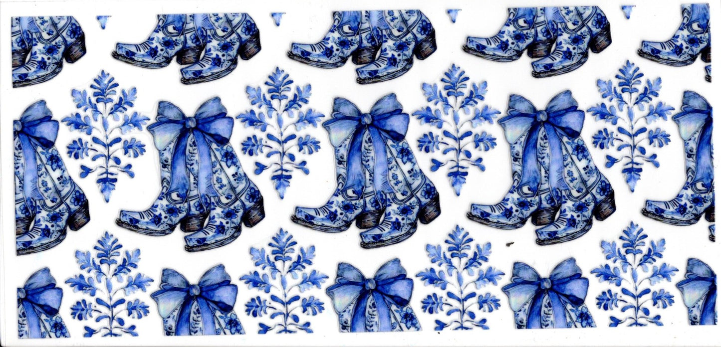 Blue Floral Boots Western