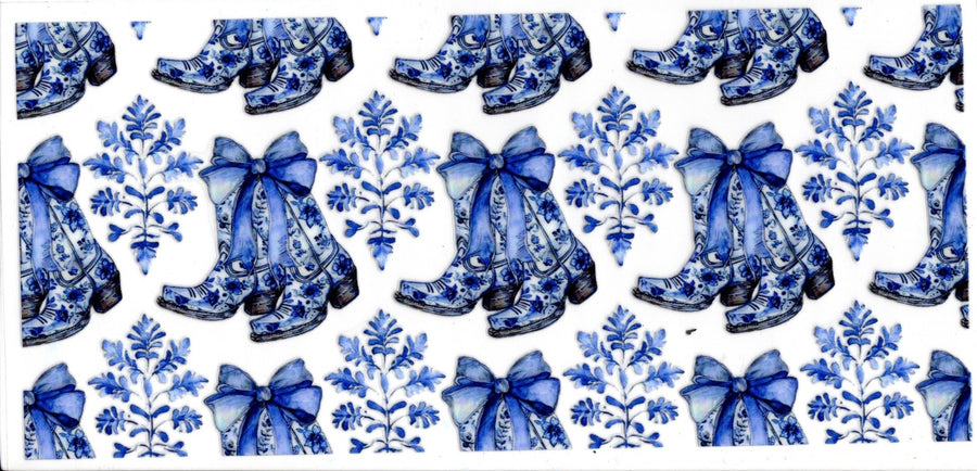 Blue Floral Boots Western