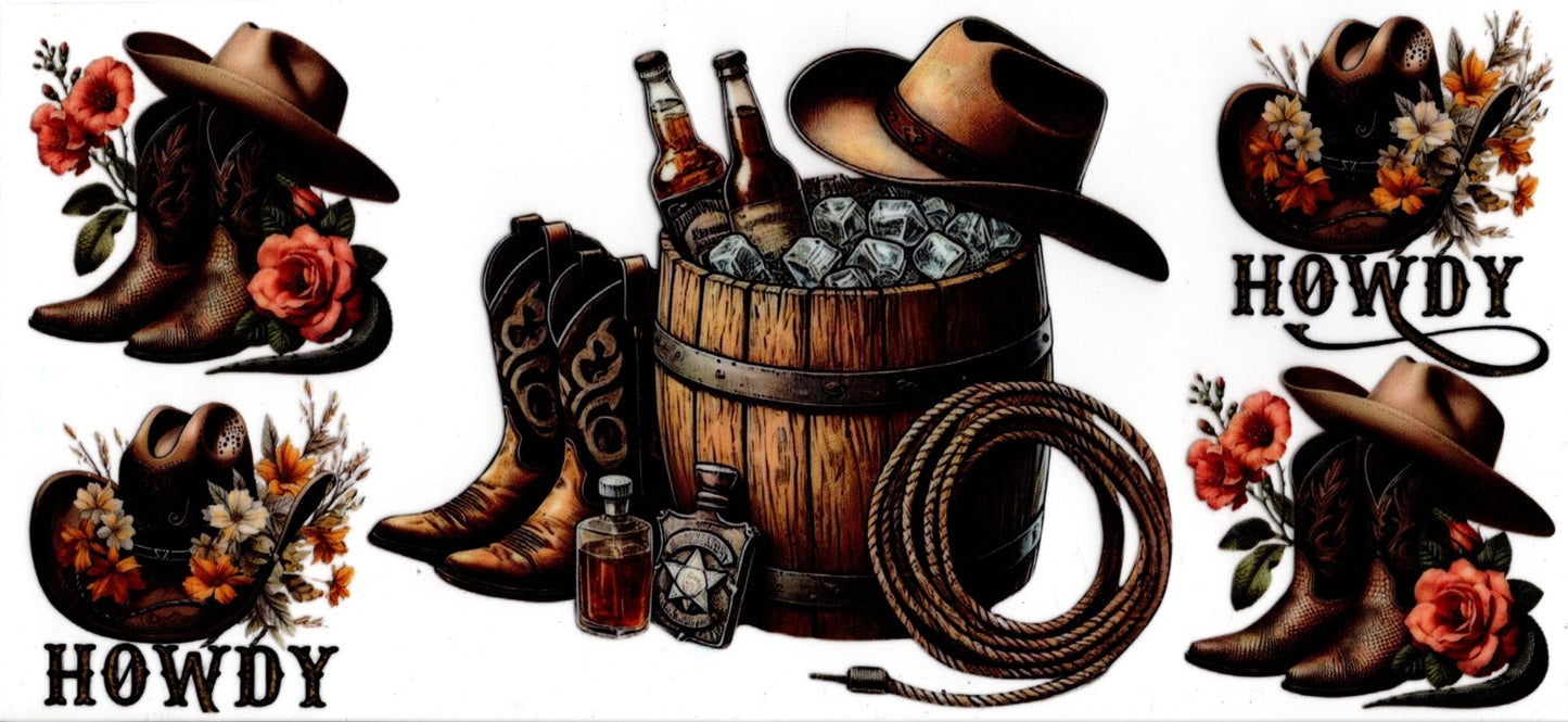 Boots, Barrel, Rope hat Western