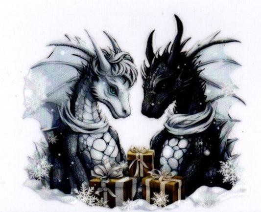 Black and White Dragons with Presents