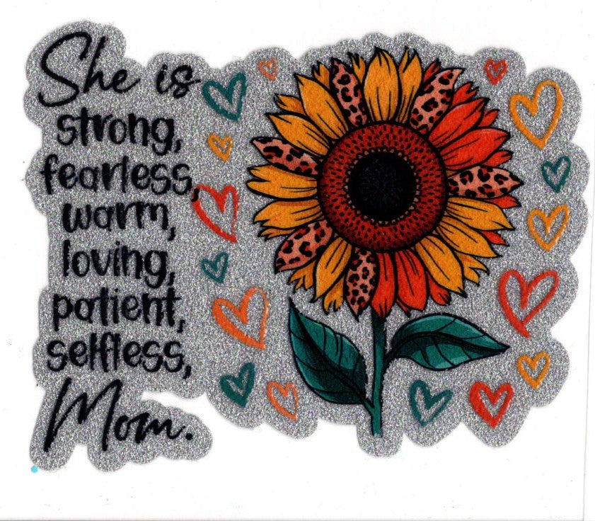 She Is Strong, Fearless...Mom Glitter Decal