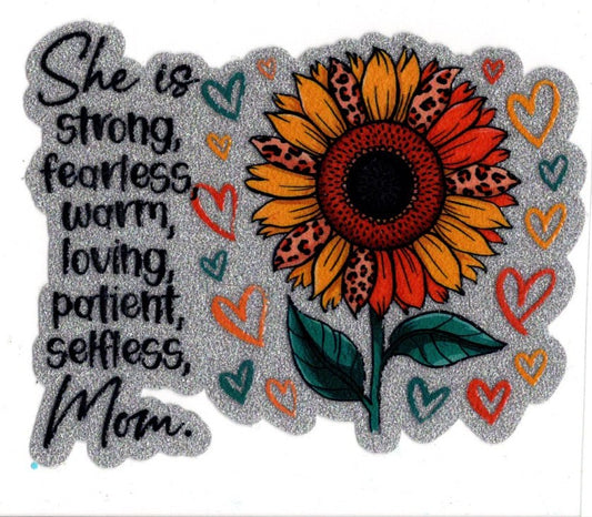 She Is Strong, Fearless...Mom Glitter Decal