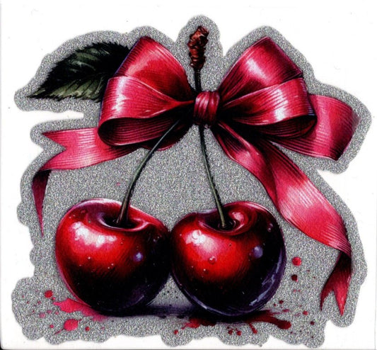Cherries with Bow Glitter Decal